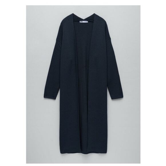 Zara Sweaters - ZARA Midnight Blue Long Knit Cardigan Size Small